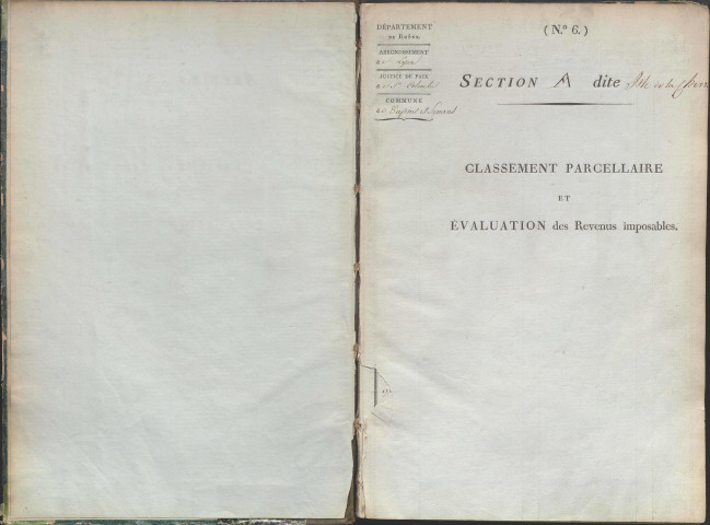 État de sections et matrice de rôle de la contribution foncière.