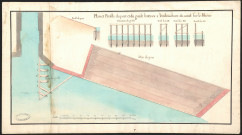 Plan et profils du port et du guide bateaux à l'embouchure du canal sur le Rhône.