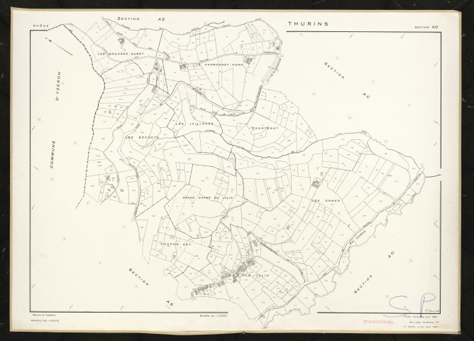 Section AD. Feuille renouvelée pour 1960. 2e édition à jour pour 1980.