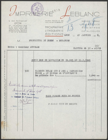 Imprimeries et papeteries - Lyon.