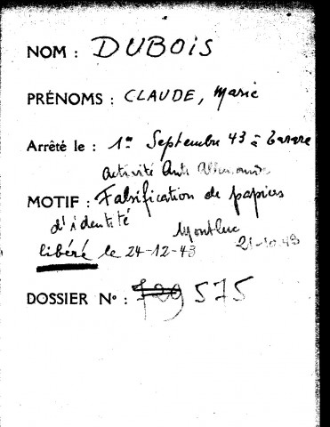 DUBOIS Claude Marie