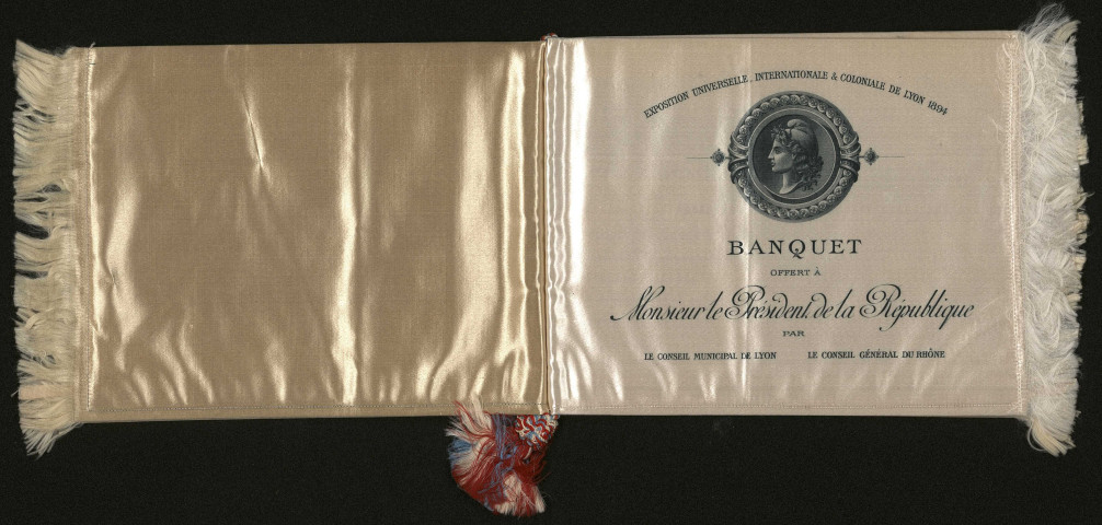 Menu du banquet offert à Monsieur Sadi Carnot, président de la République (24 juin 1894).