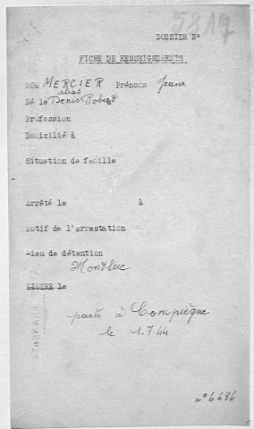 MERCIER Jean (alias DENIS Robert)