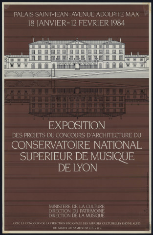Palais Saint-Jean de Lyon. Exposition "Les projets du concours d'architecture du Conservatoire national supérieur de musique de Lyon" (18 janvier-12 février 1984).