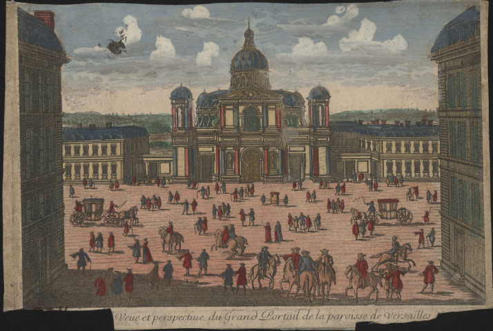 Vue et perspective du grand portail de la paroisse de Versailles.