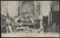 Barcy. Vue de l'intérieur de l'église bombardée pendant la bataille de la Marne (9 septembre 1914)