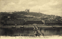 Lyon. Pont du Palais de Justice et coteau de Fourvière.