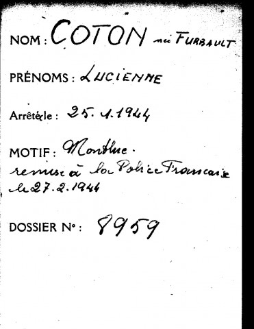 COTON Lucienne (née FURBAULT)