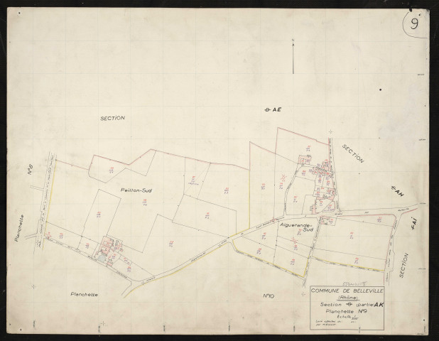 Recto : section AK (ancienne section G). Planchette n°9.