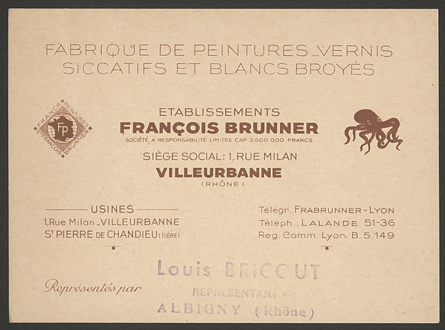 Etablissements François Brunner - Villeurbanne.