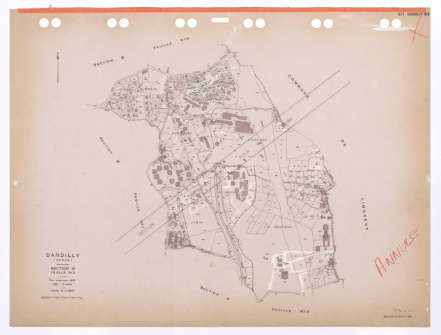 Section B 2e feuille. Plan révisé pour 1936. 3e édition pour 1980. Plan annulé : feuille remaniée pour 1982.