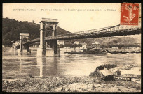 Givors. Pont de Chasse et remorqueur descendant le Rhône.