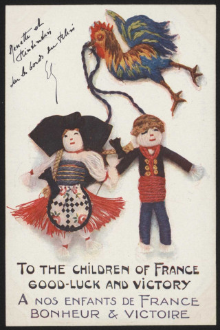 « A nos enfants de France. Bonheur et Victoire ».