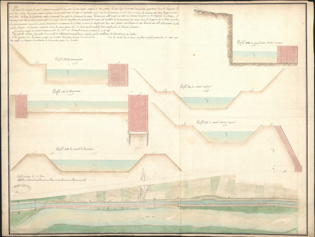 Plan de la branche du canal à l'extrémité orientale de la prairie de Rive-de-Gier