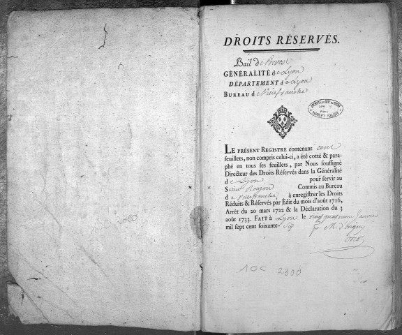 1er mai 1766-8 mars 1771.