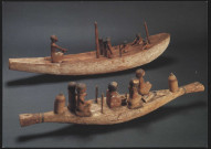 Musée des Beaux-Arts de Lyon. Egypte, Moyen Empire (2040-1640 avant J.C.). Deux modèles de barques avec des personnages.