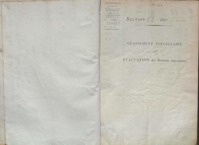 État de sections et matrice de rôle de la contribution foncière.