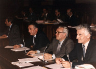 Premier rang, de gauche à droite : Jean-Paul BONNET, Michel LAMY, Albert ROLLET, François CHAVANT. Deuxième rang, de gauche à droite : Pierre MOUTIN, Christian METTRAUX, André POUTISSOU, Jean VILLARD, Louis CHAINE.