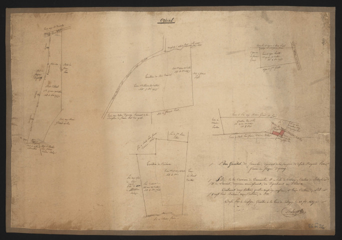 Plan géométral des immeubles dépendant de la succession de défunte Marguerite Parc, épouse de Jacques Duperray (septembre 1827).