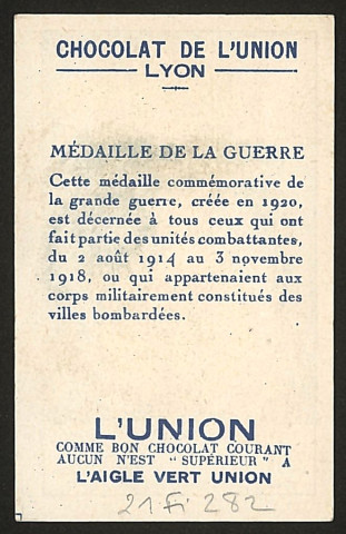 n° 7 - Médaille commémorative de la Grande Guerre.