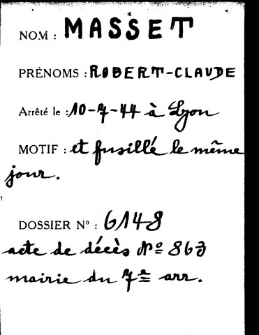 MASSET Robert Claude