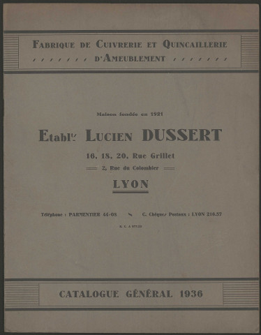 Etablissement Lucien Dussert - Lyon.