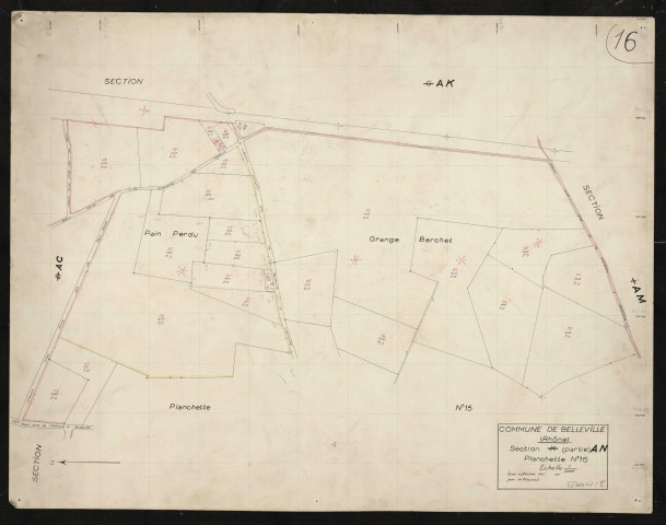 Verso : section AN (ancienne section K). Planchette n°16.