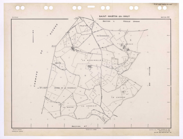Section AX. Feuille renouvelée pour 1957. Edition à jour pour 1985.