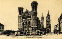 Lyon. Basilique de Notre-Dame de Fourvière, vue d'ensemble.