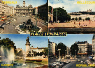 Lyon. Places lyonnaises. Vues multiples en mosaïque.