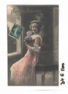 Jeune femme avec bouquets de [violettes].