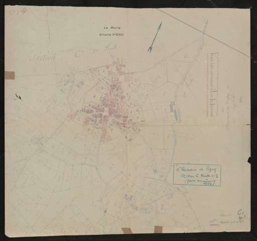 Section C feuille n°1 : agrandissement du bourg.