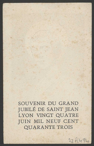 Souvenir du Grand Jubilé de Saint-Jean à Lyon (24 juin 1943).