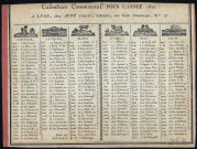 Calendrier commercial pour l'année 1822.