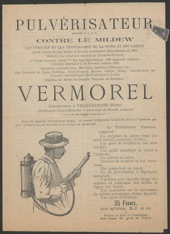 Pulvérisateur Vermorel contre le mildiou - Villefranche-sur-Saône.