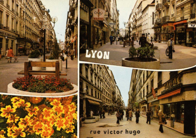 Lyon. Rue Victor Hugo. Vues multiples en mosaïque.