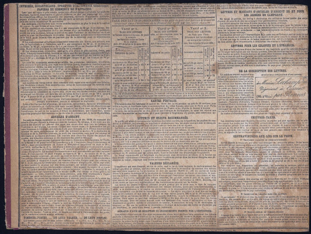 Almanach des Postes 1874.