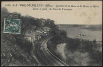 La Tour-de-Millery. Quartier de la gare et bords du Rhône. Dans le fond, le pont de Vernaison.