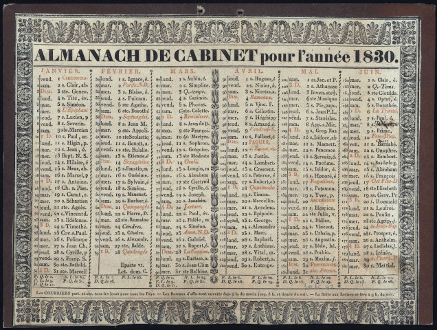 Almanach de cabinet pour l'année 1830.