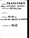FRANCFORT Micheline (alias MICHARD Michèle)