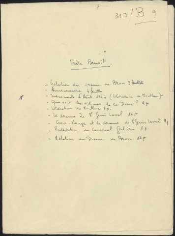 BENOÎT, Frère Benoît.