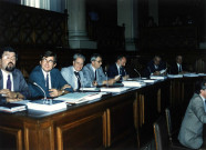 De gauche à droite : André GUERIN, Guy FISCHER, Frédéric DUGOUJON, Joseph SIBUET, Lucien DURAND, Franck SERUSCLAT, Pierre MOUTIN.