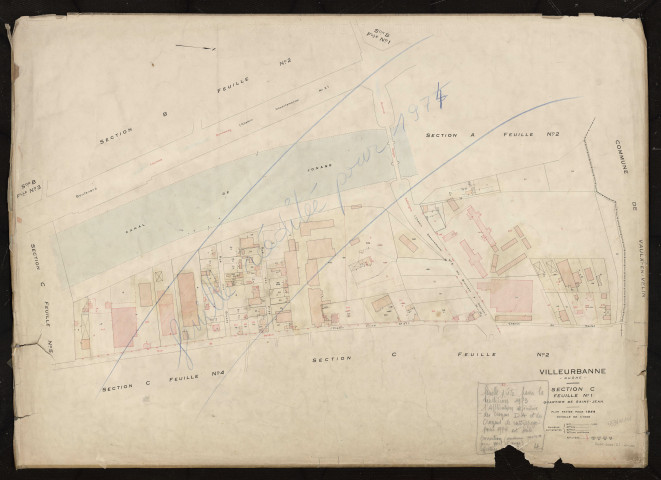 Section C feuille n°1 quartier de Saint-Jean. Plan révisé pour 1944. Feuille rééditée pour 1974.