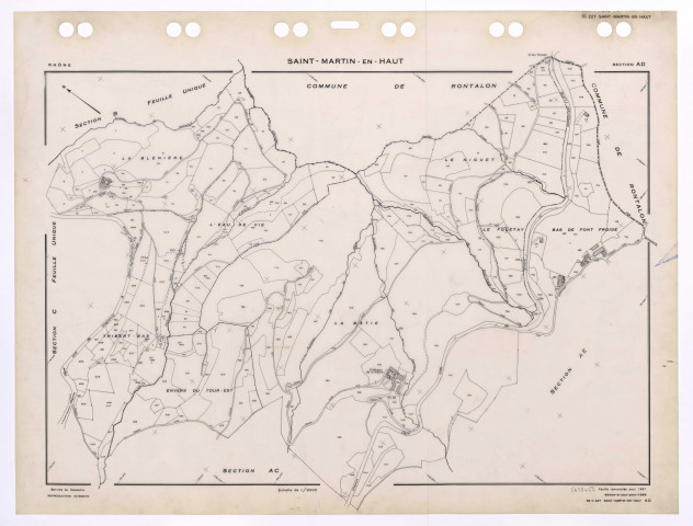 Section AD. Feuille renouvelée pour 1957. Edition à jour pour 1985.