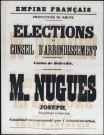 Elections au conseil d'arrondissement. Canton de Belleville. Joseph Nugues, propriétaire à Charentay.