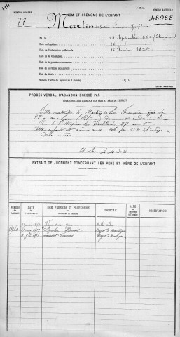 MARTIN, DIT, LATOUR, Françoise, Joséphine.