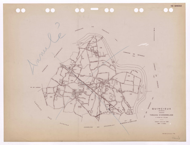 Tableau d'assemblage (TA). Plan révisé pour 1936. 3e édition à jour pour 1980. Plan annulé.