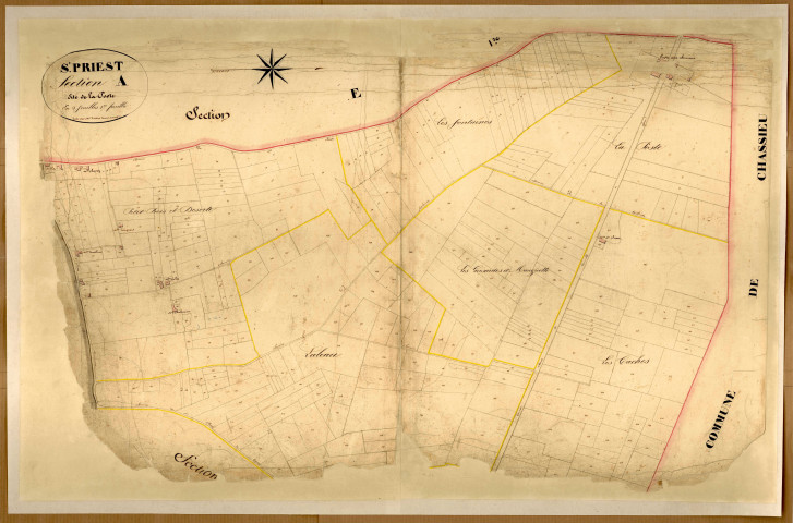 Section A dite de la Poste, feuille n°1 (parcelles 1-345).