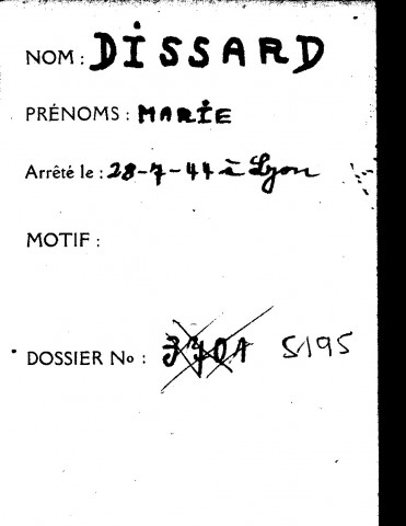 AMARANT Fanny (née DISSARD) (Veuve)