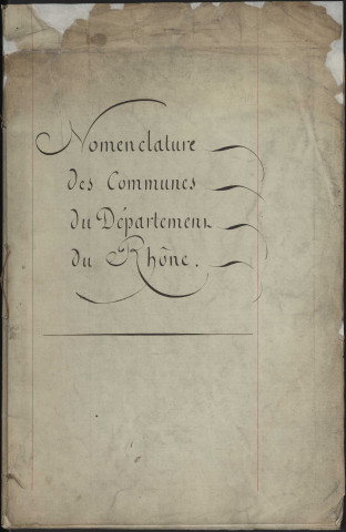 Nomenclature des communes du département du Rhône (novembre 1821).